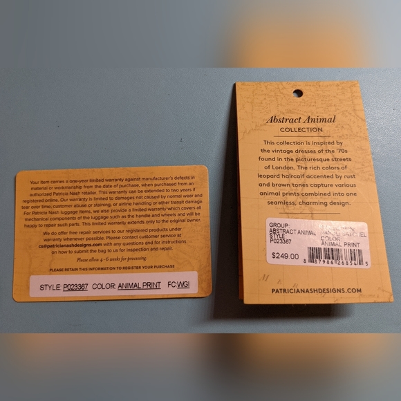 NWT Patricia Nash Leather Animal Print Bag & Matching Wallet w/10 yr Ann… - Picture 6 of 16